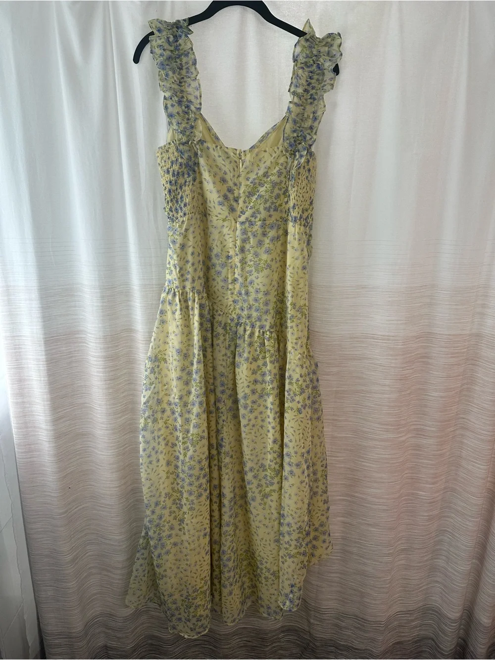 Abercrombie & Fitch Garden Party Yellow Floral Ruffle High-Low Dress Size L - Picture 9 of 11
